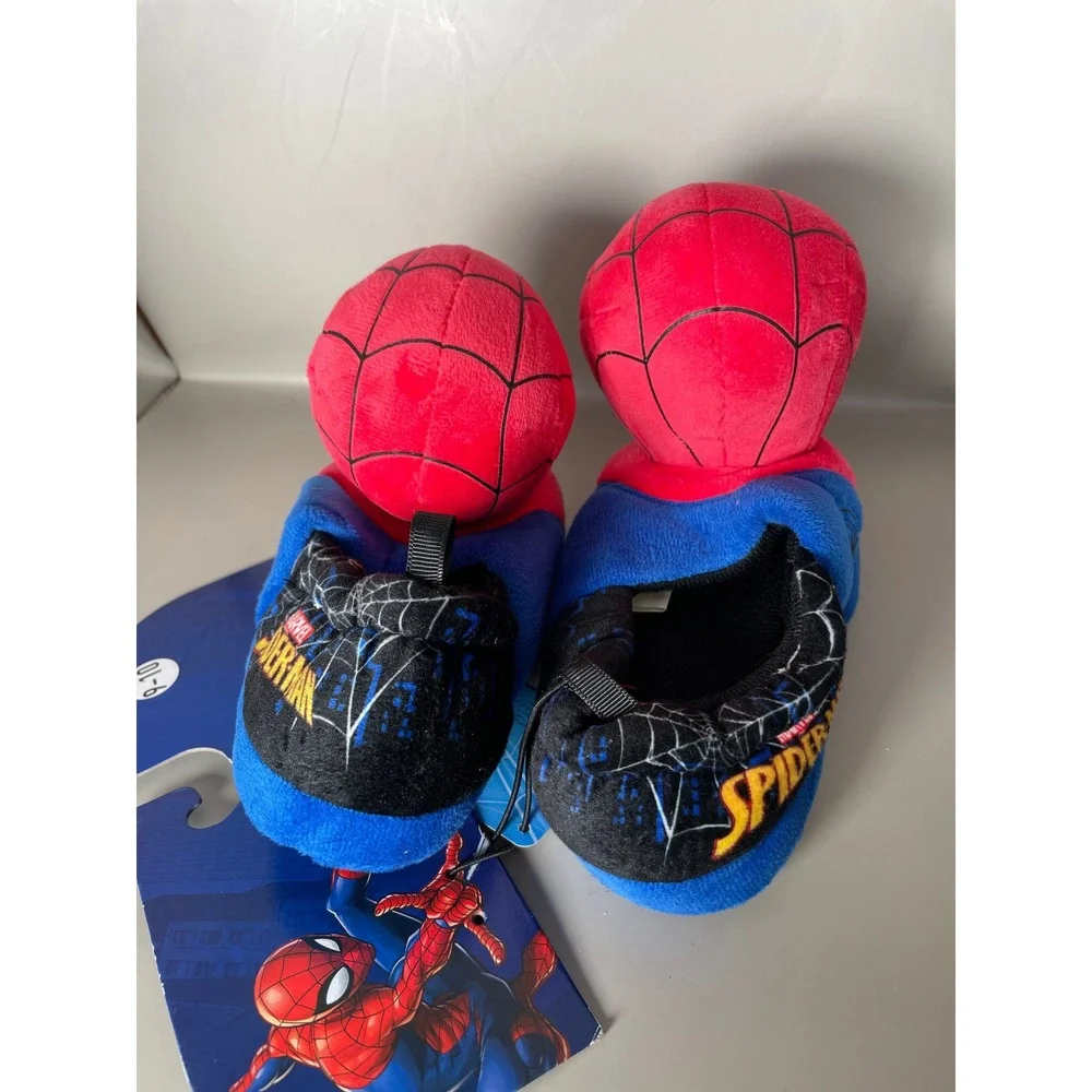 Marvel Spider-Man Toddler Plush 3D Character Slippers Red Blue Size 9-10 NEW
